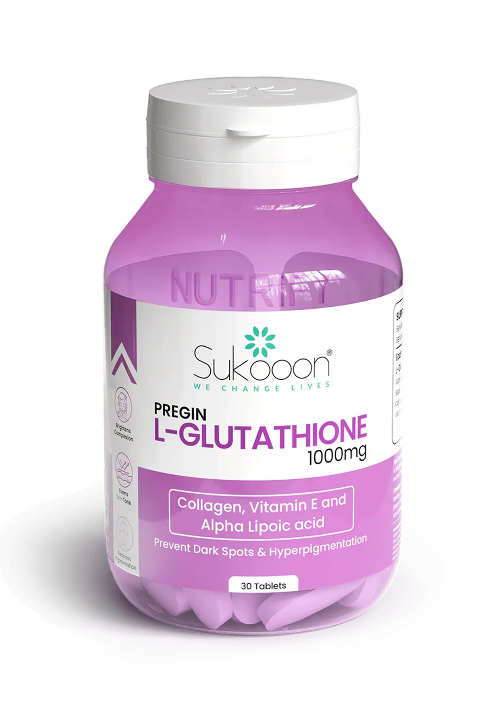 SUKOON PREGIN L-GLUTATHIONE 1000MG TAB 30S