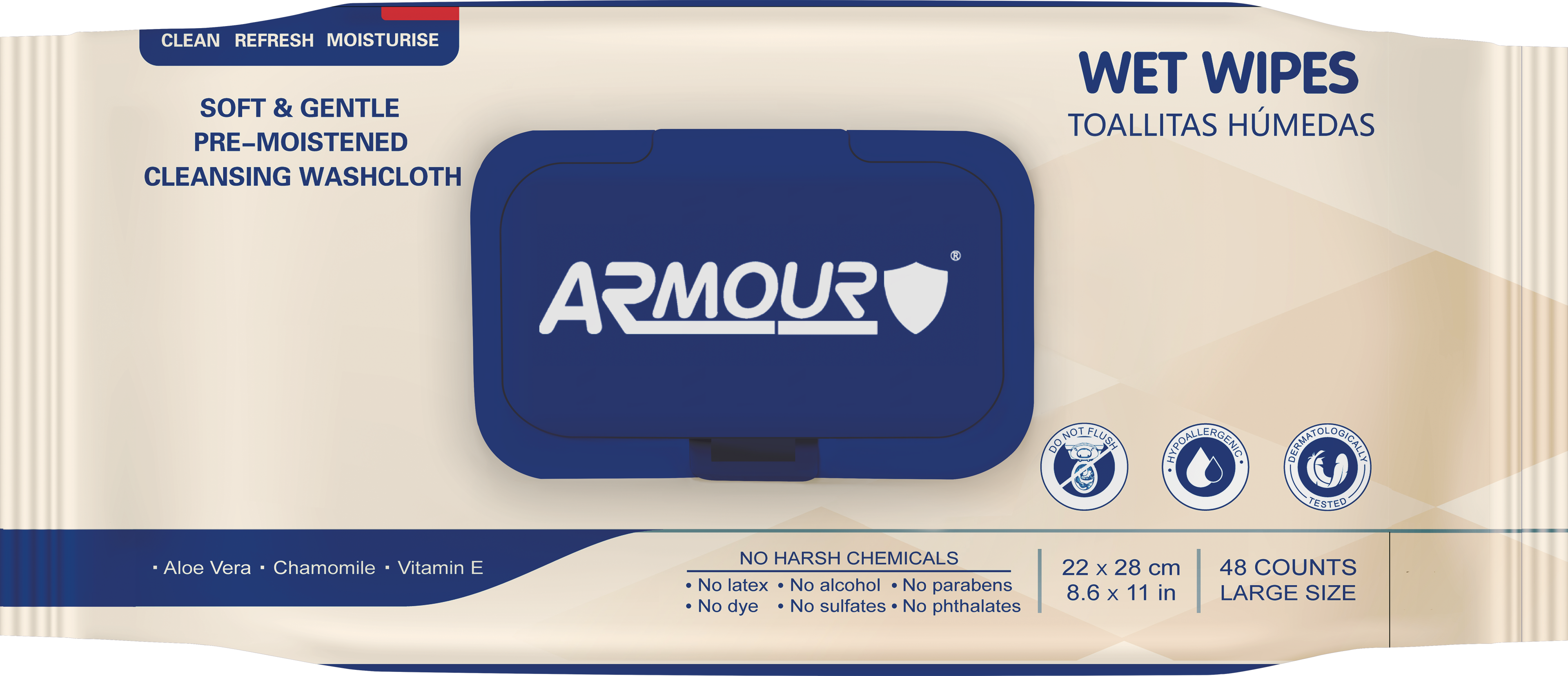 ARMOUR ADULT WIPES 48S (21506)